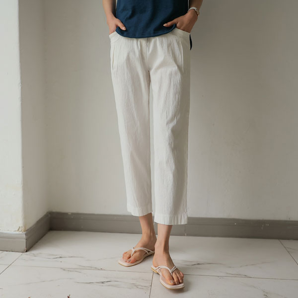 8-part cotton linen banding pants
