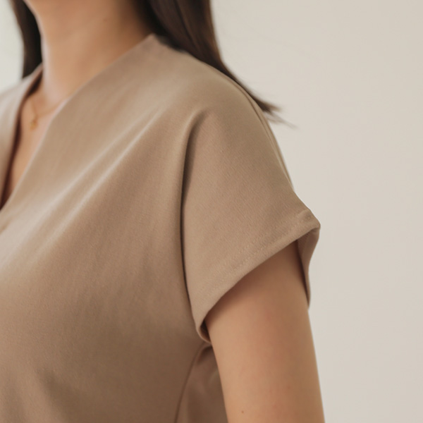 플린 브이넥 코튼원피스