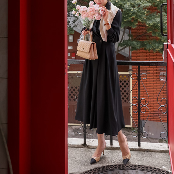 <font color="bb4b57"><b>Limited quantity SALE</b></font><br> Alden Kara Two-button Long-Sleeve Shirt Dress