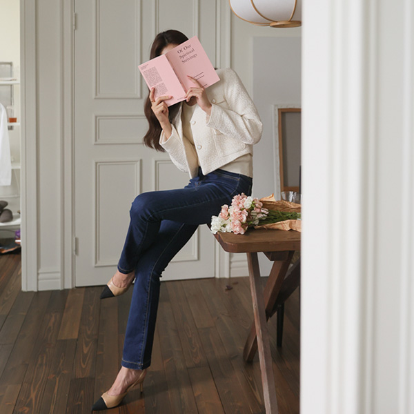 <font color="bb4b57"><b>Limited quantity SALE</b></font><br> Rib Short Tweed Jacket