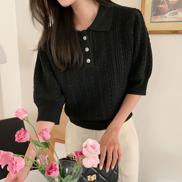 <b>[Limited Quantity SALE]</b> Volume Twist Short Sleeve Knit