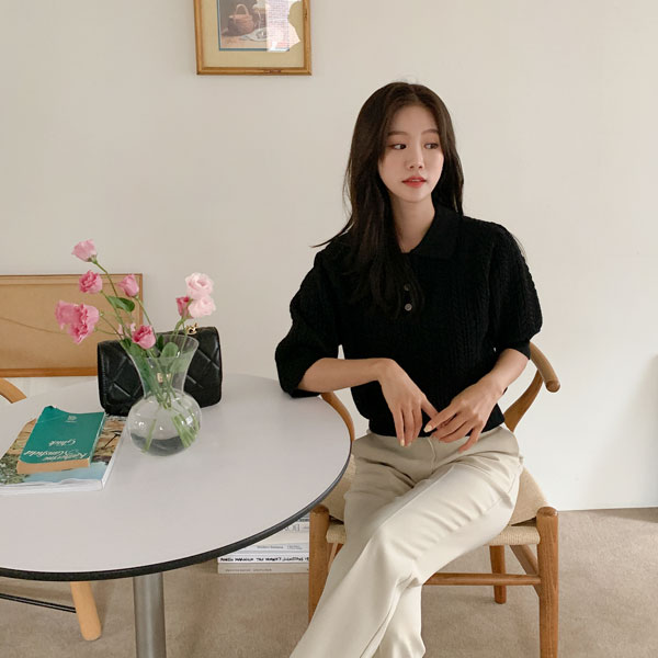 <b>[Limited Quantity SALE]</b> Volume Twist Short Sleeve Knit