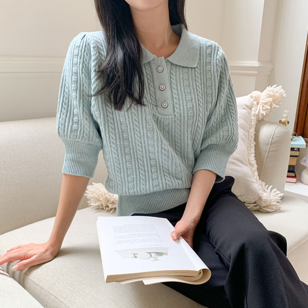 <b>[Limited Quantity SALE]</b> Volume Twist Short Sleeve Knit