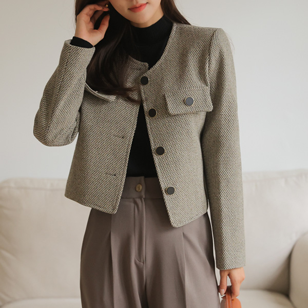 Perrin No collar tweed jacket
