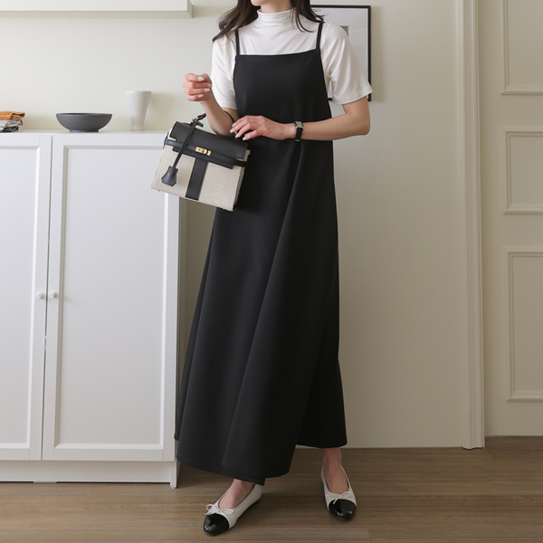 <b>[Made]</b> Wrinkle-free bustier one-piece dress with amazing tension