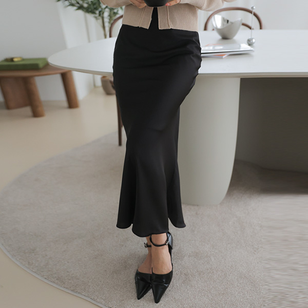 <b>[Limited Quantity SALE]</b> [13 Color Hidden Banding] Seine Mermaid Satin Skirt