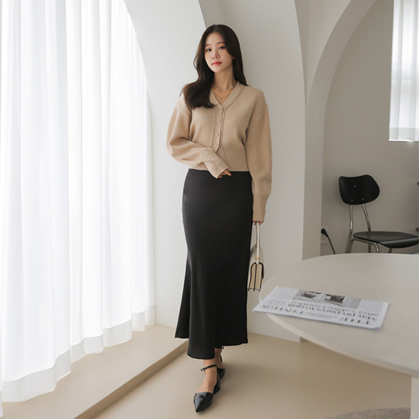 <b>[Limited Quantity SALE]</b> [13 Color Hidden Banding] Seine Mermaid Satin Skirt