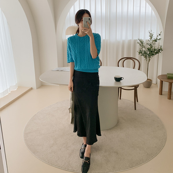 <b>[Limited Quantity SALE]</b> [13 Color Hidden Banding] Seine Mermaid Satin Skirt