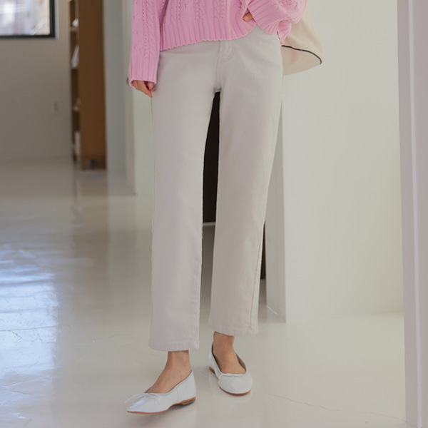 <font color="bb4b57"><b>Limited quantity SALE</b></font><br> Pent Hidden Banding Straight Cotton Pants (SL)