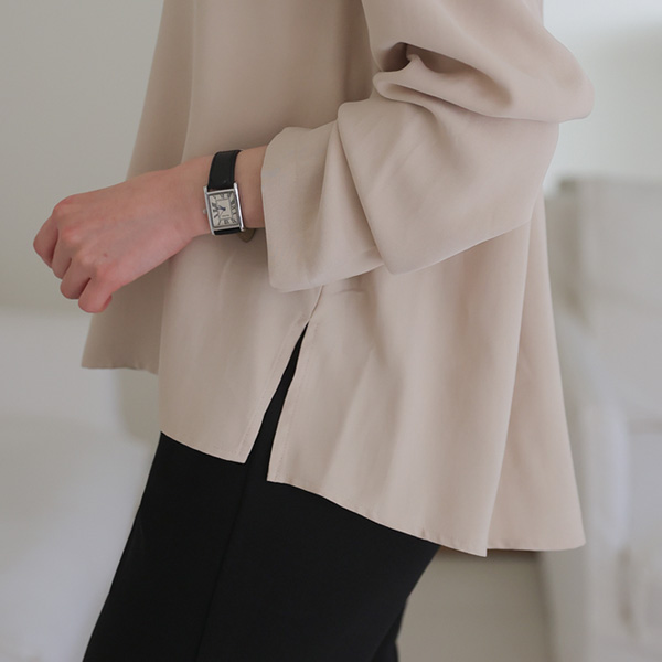 <font color="bb4b57"><b>Limited quantity SALE</b></font><br> [primium] Shared Twill Tie Blouse