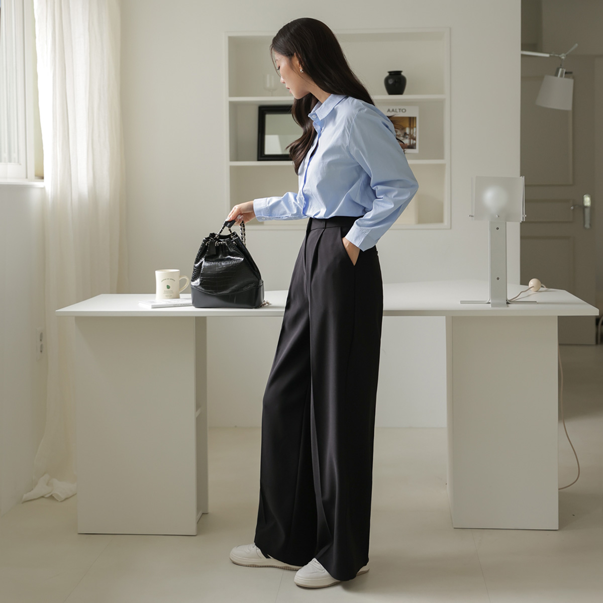 3TYPE Modern Pintuck Wide Slacks