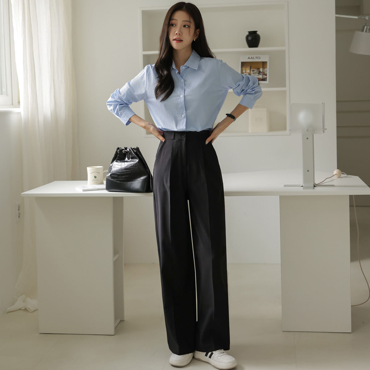 3TYPE Modern Pintuck Wide Slacks