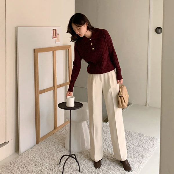 <font color="bb4b57"><b>Limited quantity SALE</b></font><br> Biotz Pintuck Napping Wide Slacks (SL)