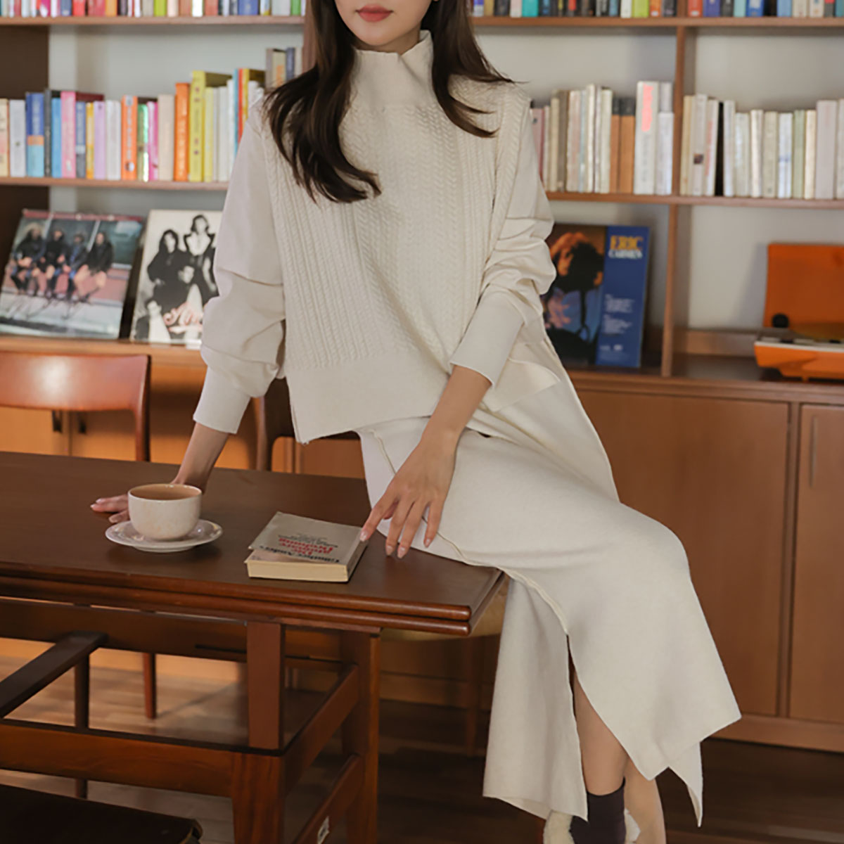 <b>[Limited Quantity SALE]</b> Rave Knit Vest One Pieceset (Brand Fair)