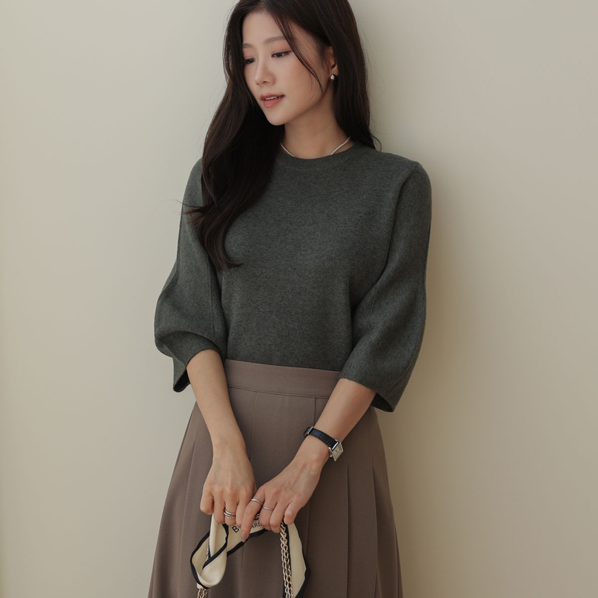 Uni Natural Balloon Sleeve Knit (Viscose)