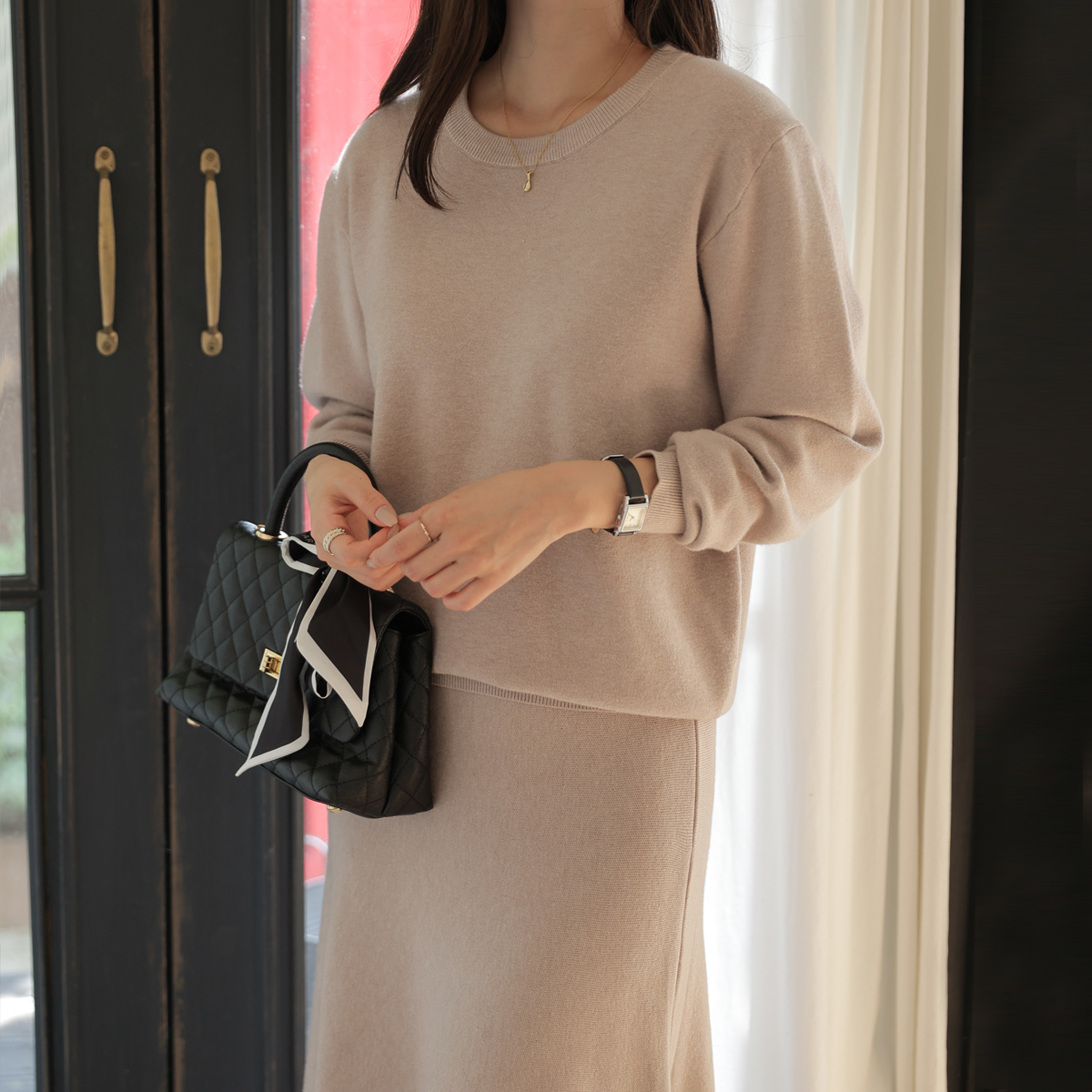 Romance Flare Knit Top and Bottom Set