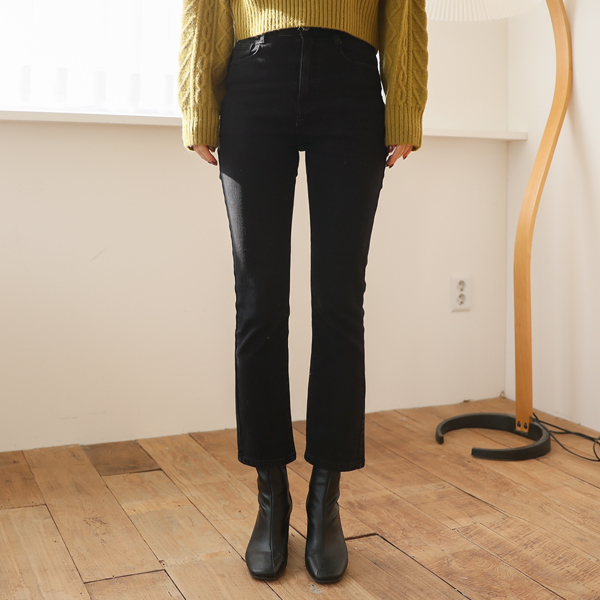 3type comfortable slim straight black jeans (ver.napping)