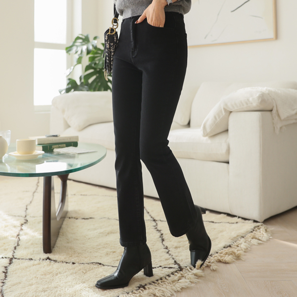 <b>[Limited quantity SALE]</b> 3 types of comfortable napping boot cut black jeans (band waist) (S-2XL)