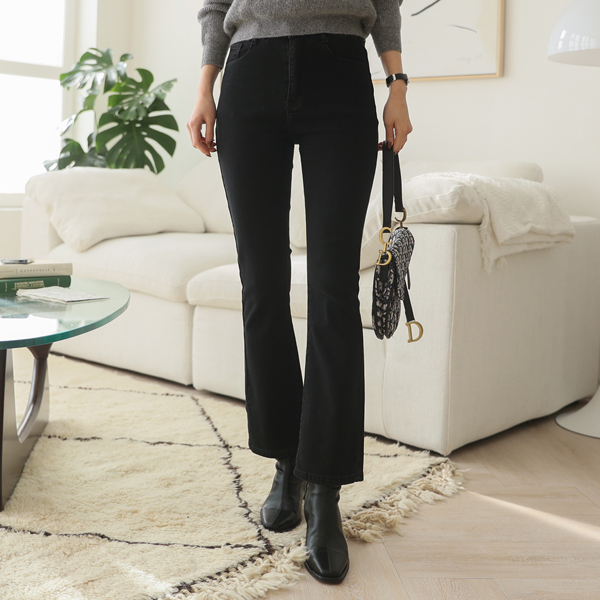 <b>[Limited quantity SALE]</b> 3 types of comfortable napping boot cut black jeans (band waist) (S-2XL)