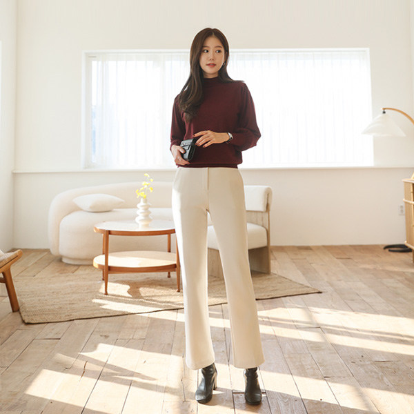 <b>[Limited quantity SALE]</b> Warm, fluffy cheese slacks (ver. mink fleece) (band waist)