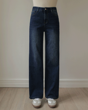 Jelly tension lower body cover fleece wide denim pants