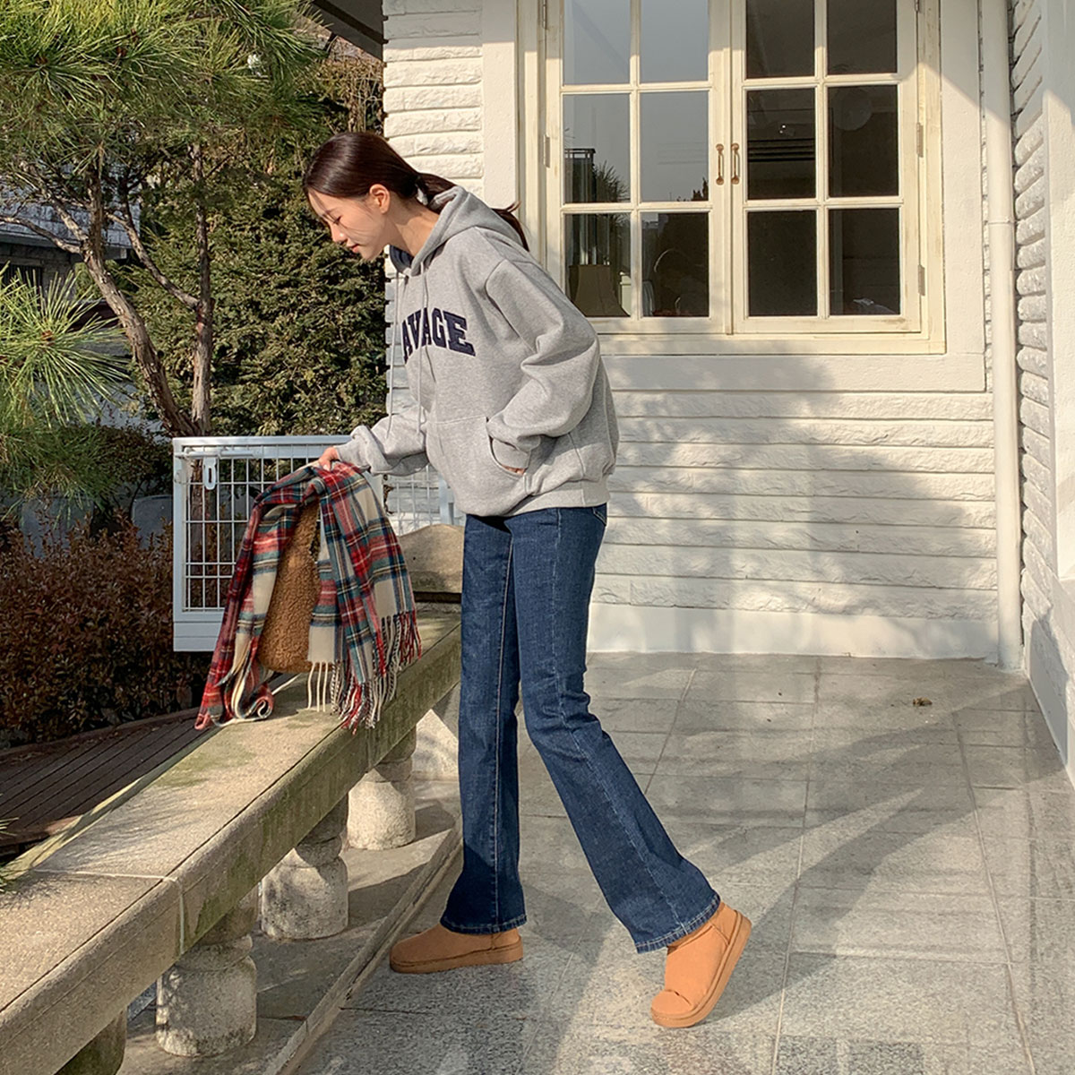 Life fit napping hidden banding boot cut denim pants (S-XL)