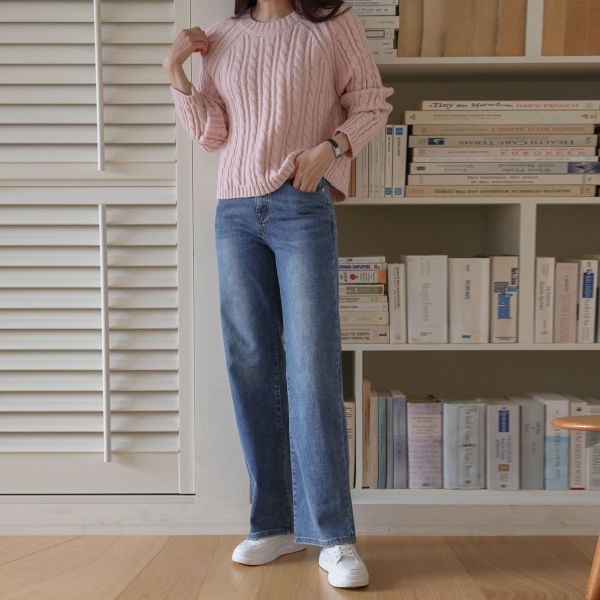 <b>[Limited Quantity SALE]</b> Jelly Tension Warm Fleece Semi-Wide Denim Pants (S-3XL)