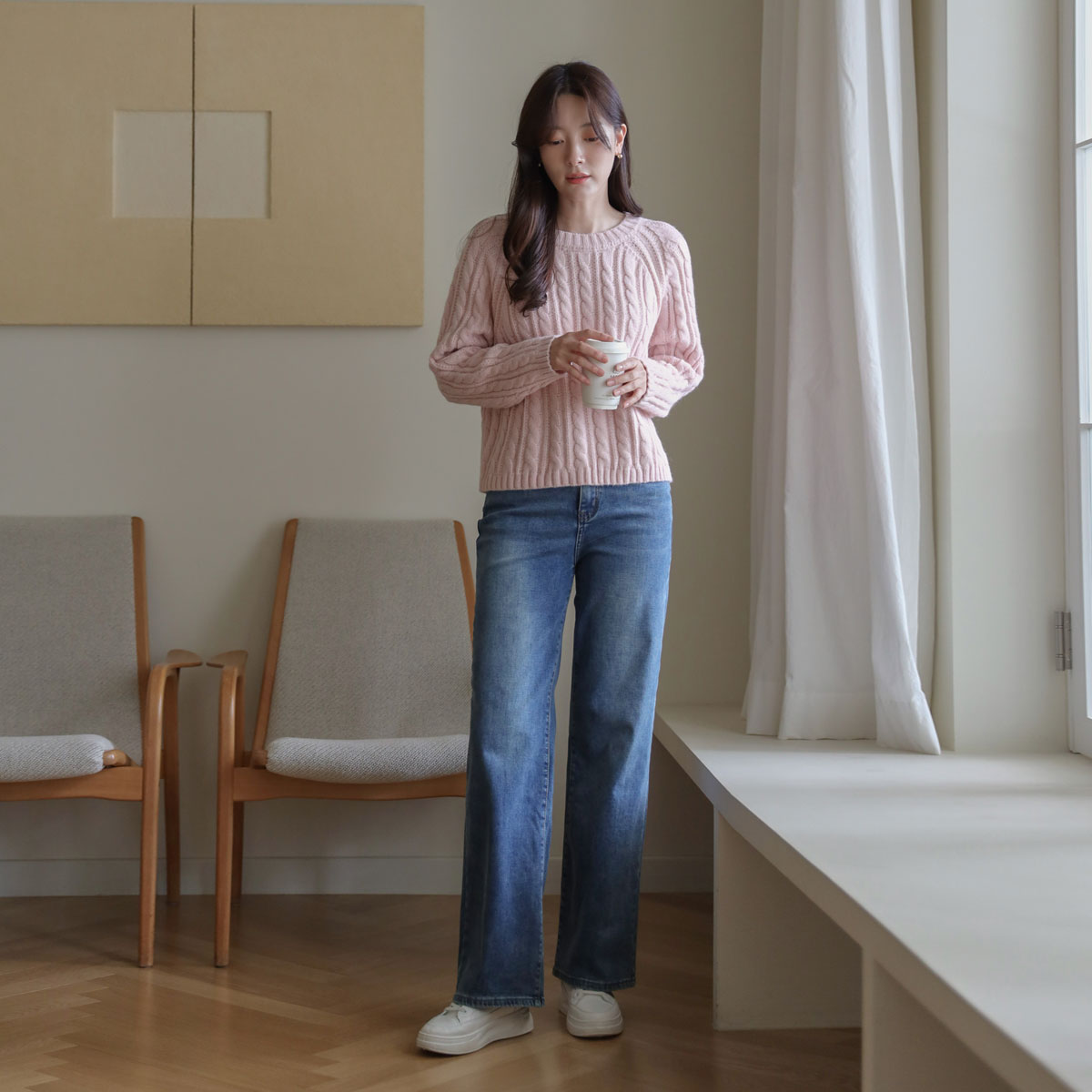 <b>[Limited Quantity SALE]</b> Jelly Tension Warm Fleece Semi-Wide Denim Pants (S-3XL)