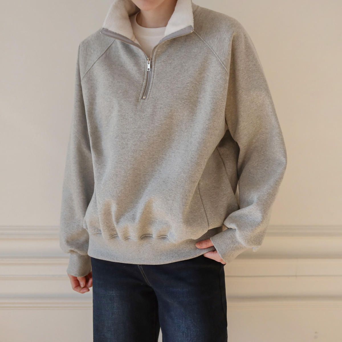 <b>[Made]</b> Cozy parka loose fit half-zip-up man-to-man