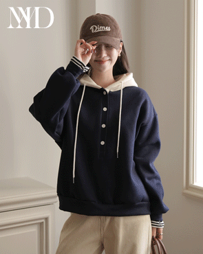 <b>[Made]</b> Color Block Hooded Loose Fit T-shirt