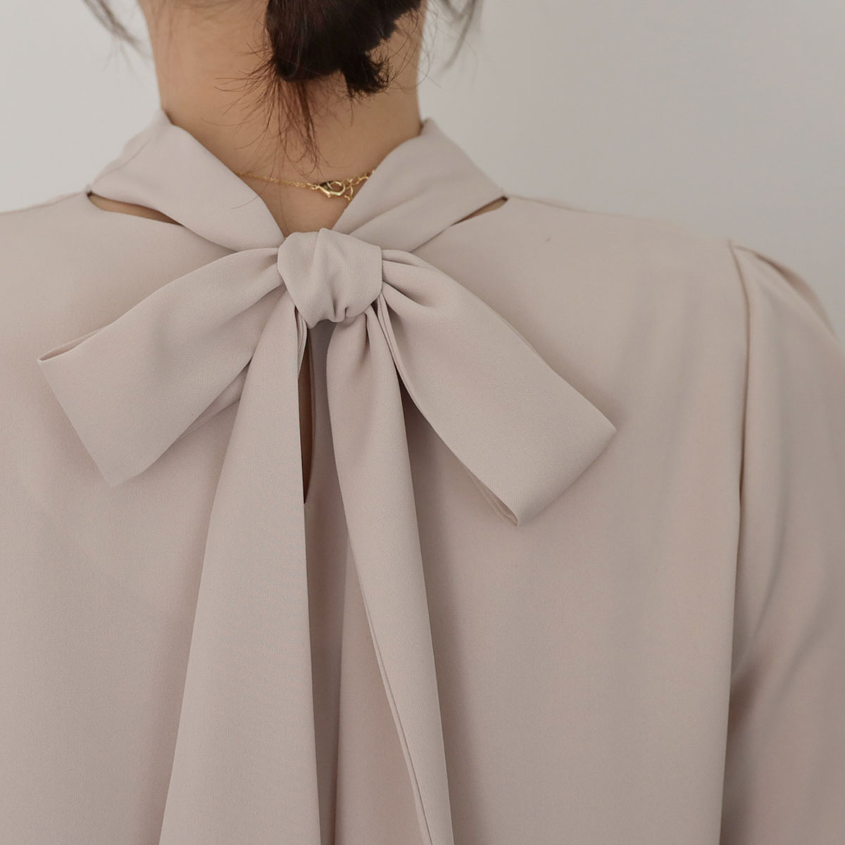 <b>[Limited Quantity SALE]</b> Two-Way High Neck Tie Blouse