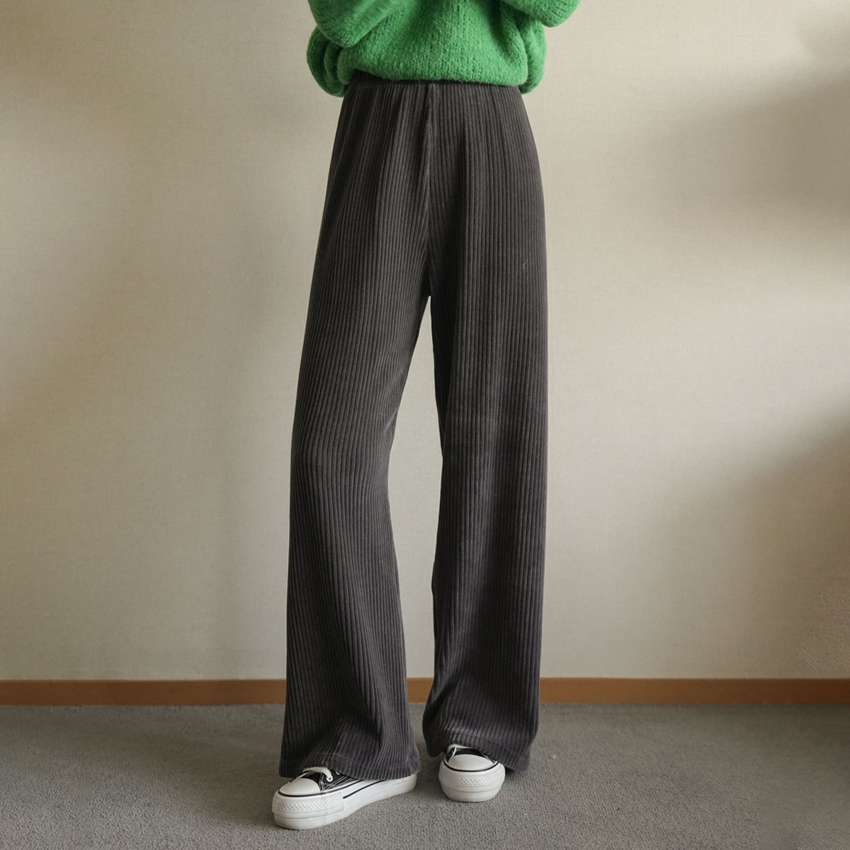 <b>[Limited Quantity SALE]</b> Elastic Corduroy Wide Banding Pants