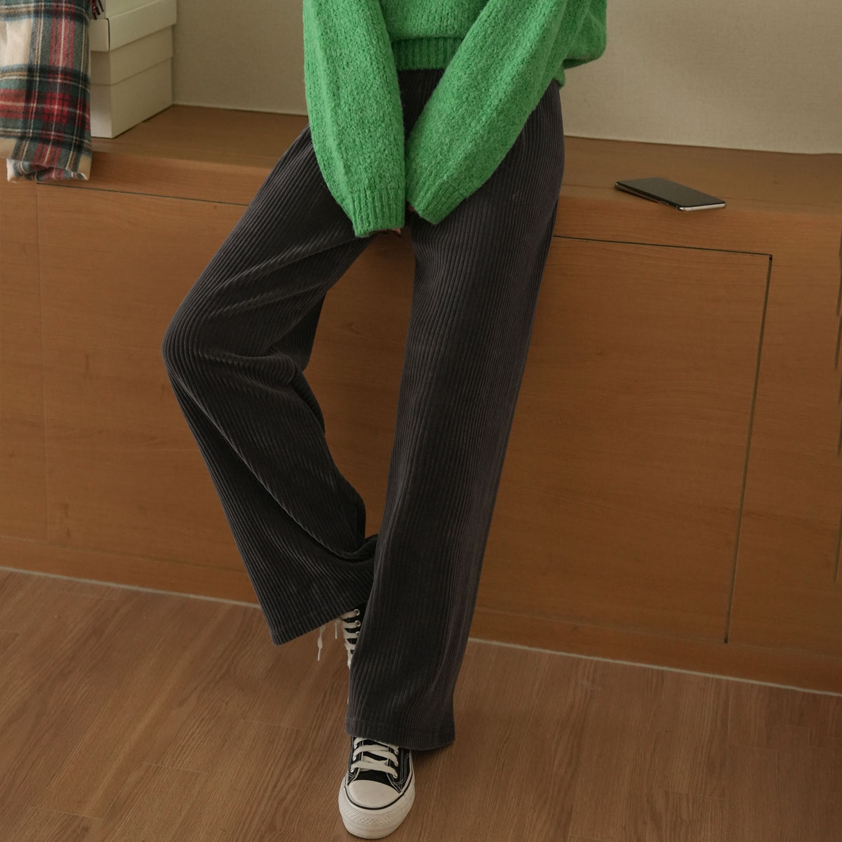 <b>[Limited Quantity SALE]</b> Elastic Corduroy Wide Banding Pants