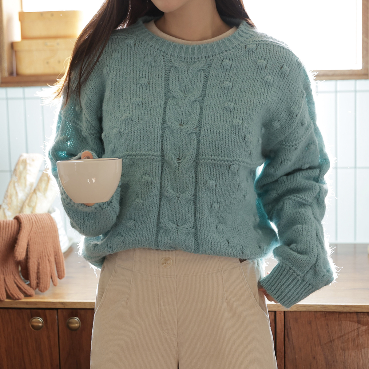 <b>[Limited Quantity SALE]</b> Macaron Embossed Twisted Knit