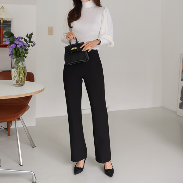 <font color="bb4b57"><b>Limited quantity SALE</b></font><br> Er semi-bootcut slacks (ver. fleece woven fabric)
