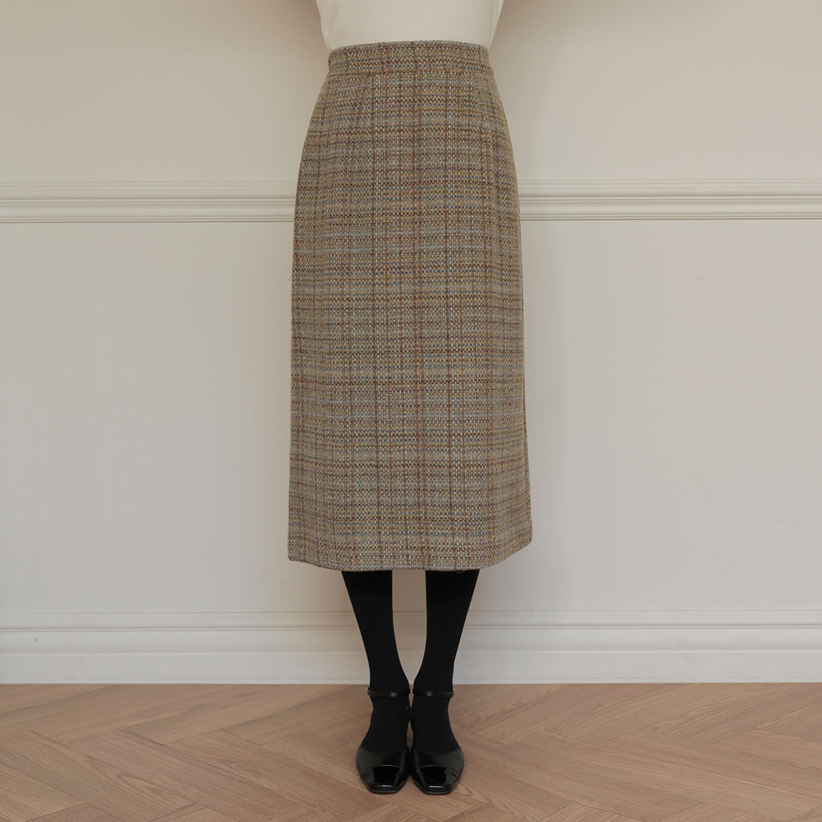 <b>[Limited Quantity SALE]</b> Rometty Warm Wool Tweed Skirt (50% Wool)