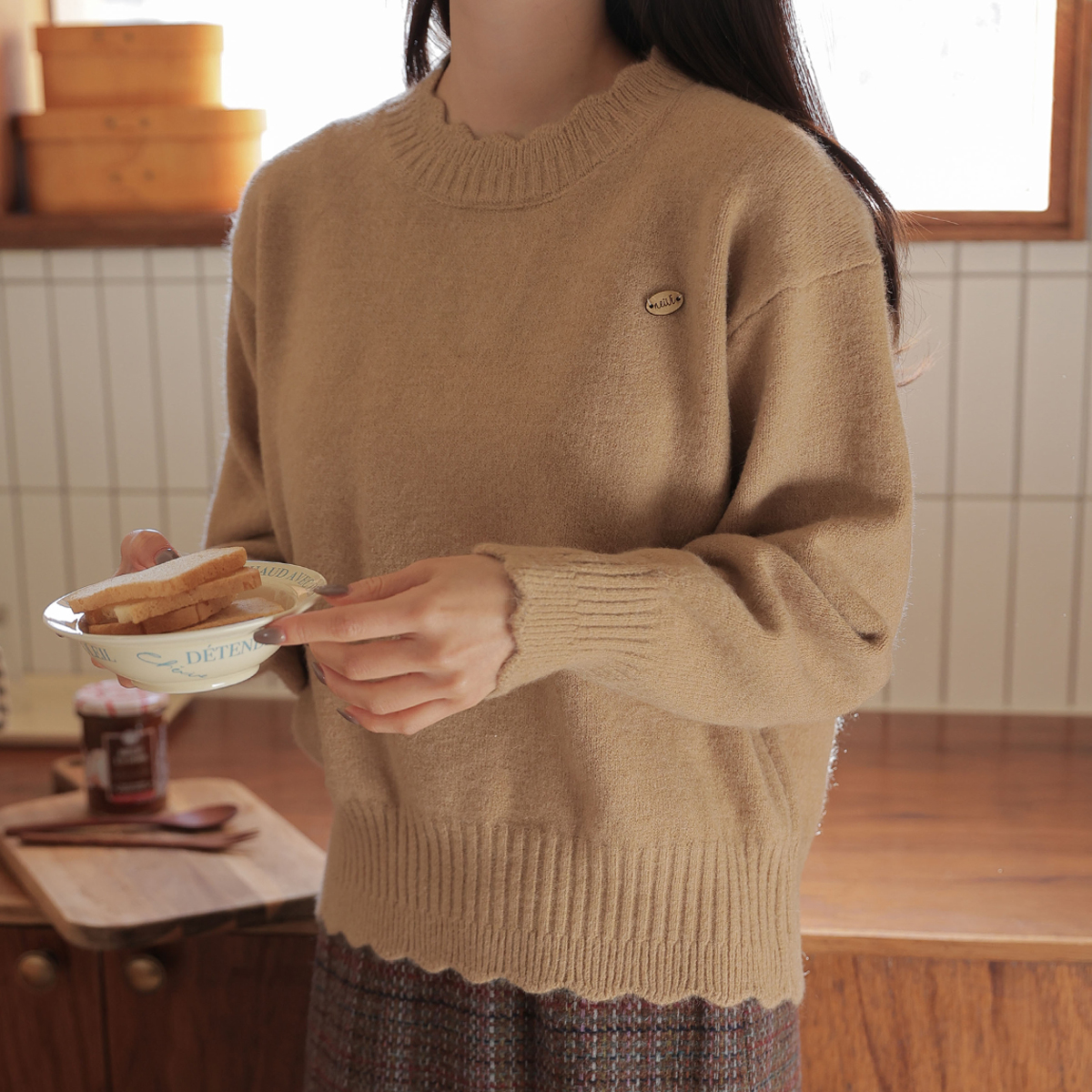 <font color="bb4b57"><b>Limited quantity SALE</b></font><br> Wood Label Wave Knit