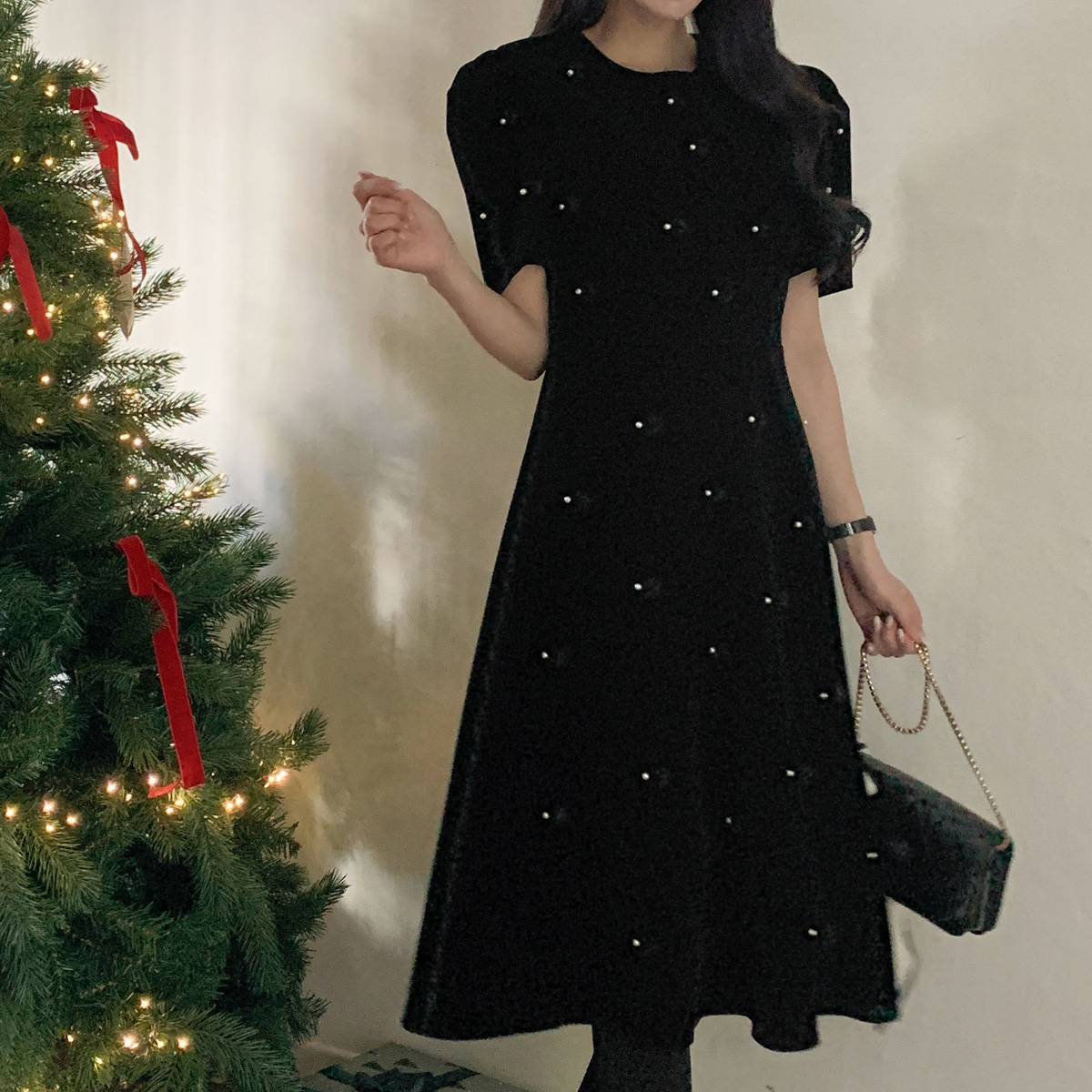 <font color="bb4b57"><b>Limited quantity SALE</b></font><br> Pearl Velvet Flare Short one piece