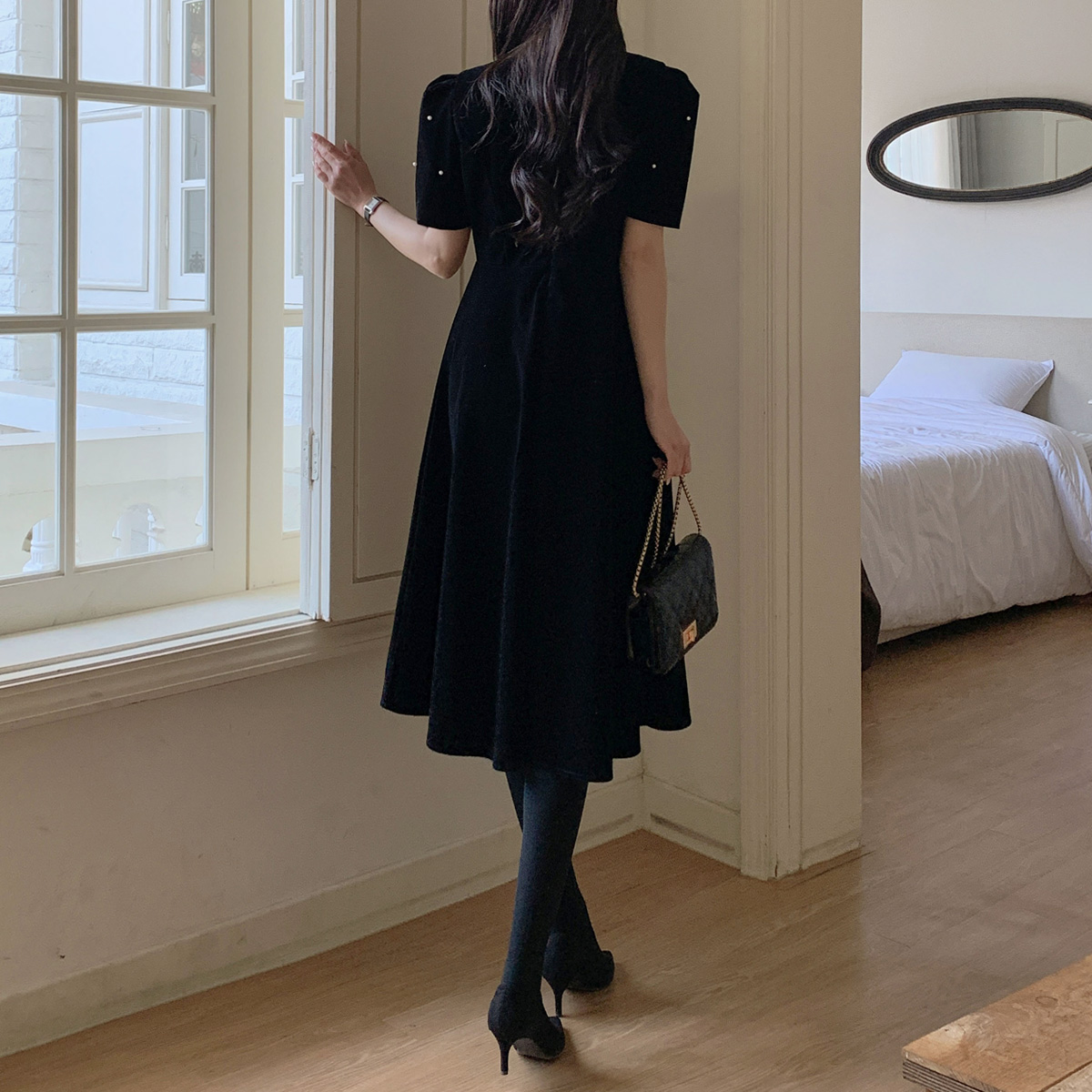 <font color="bb4b57"><b>Limited quantity SALE</b></font><br> Pearl Velvet Flare Short one piece