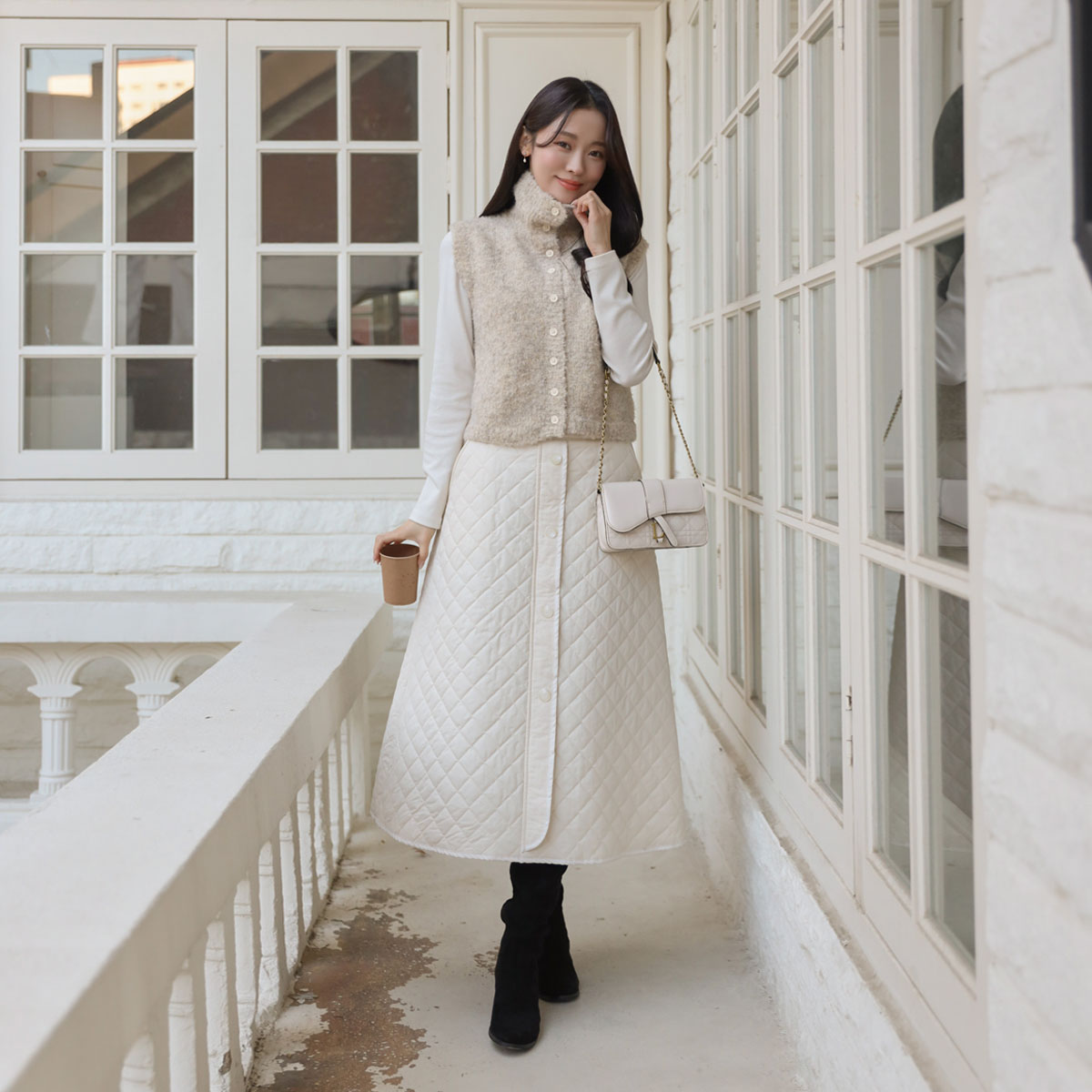 Button-up flare skirt