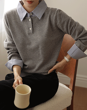 Striped combination layered shirt knit