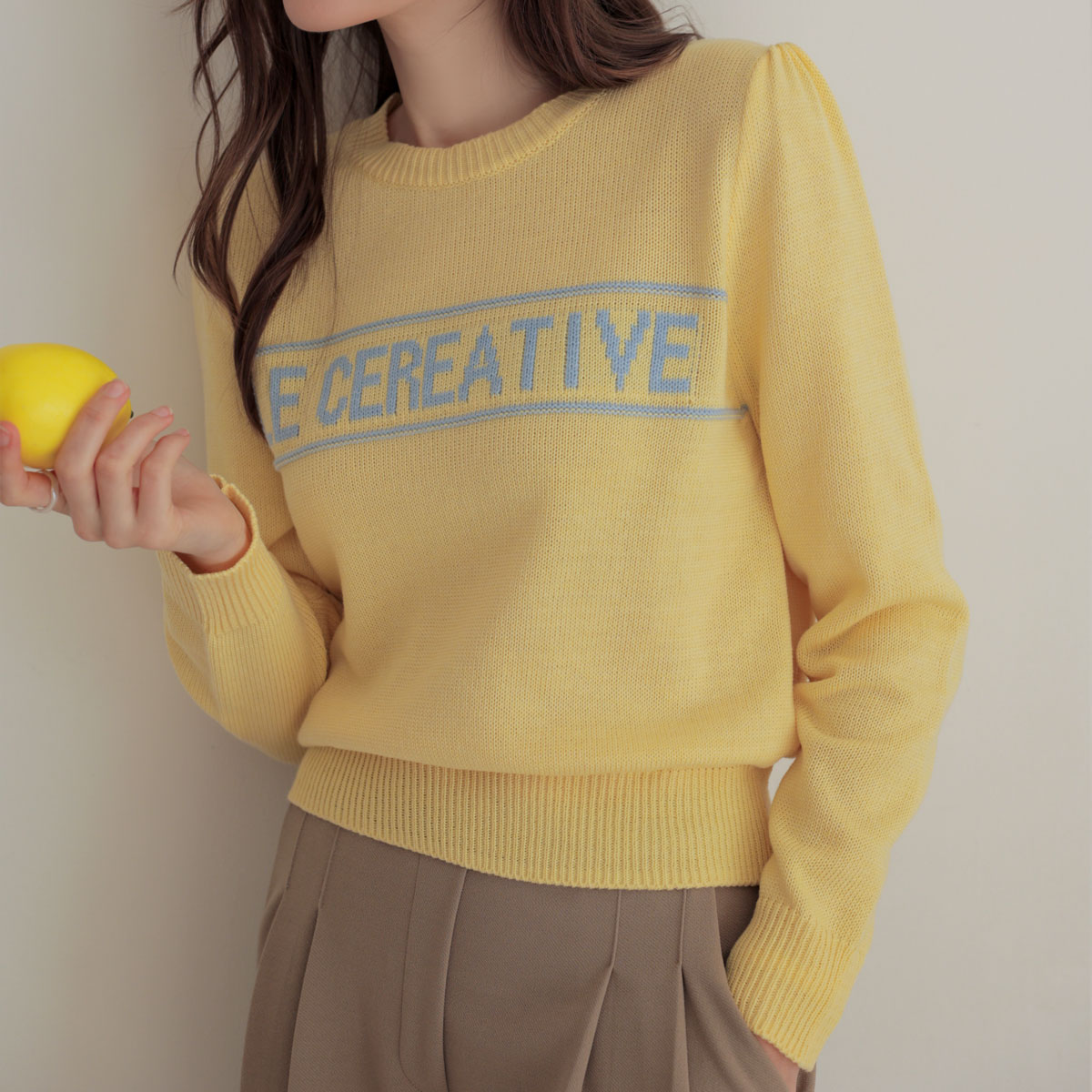 <b>[Limited Quantity SALE]</b> [Emblem] Lettering Shirring Font Knit