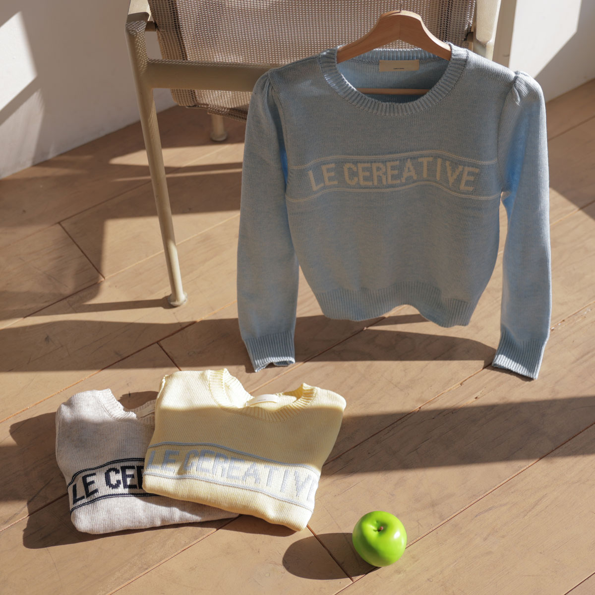 <b>[Limited Quantity SALE]</b> [Emblem] Lettering Shirring Font Knit