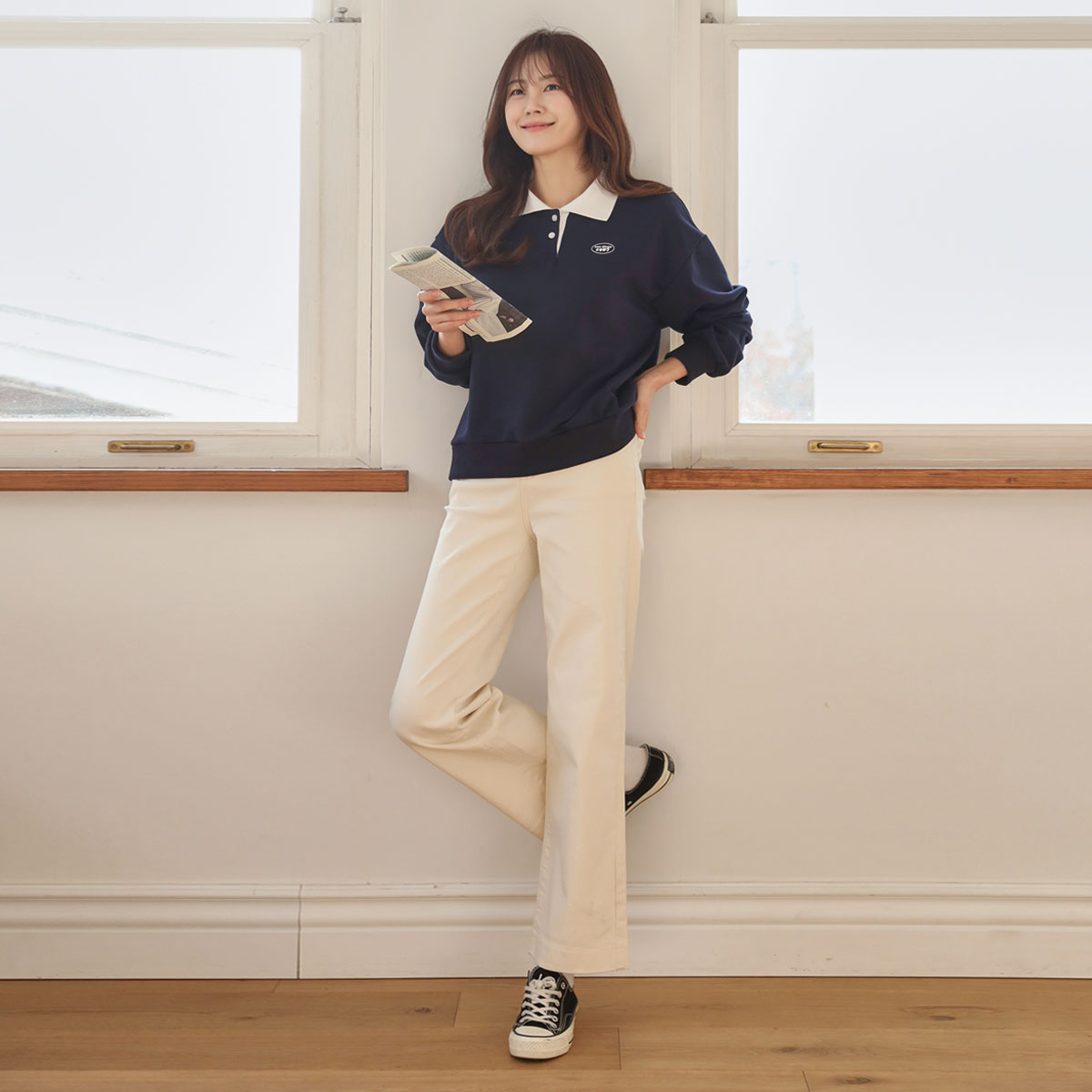 <b>[Limited Quantity SALE]</b> Organic Cotton Hidden Banding Wide Pants (S-XL)