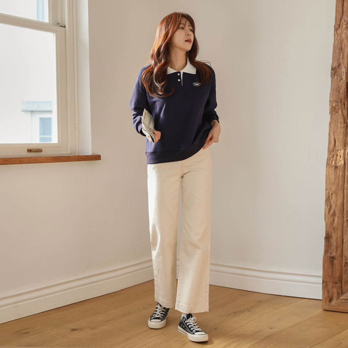 <b>[Limited Quantity SALE]</b> Organic Cotton Hidden Banding Wide Pants (S-XL)