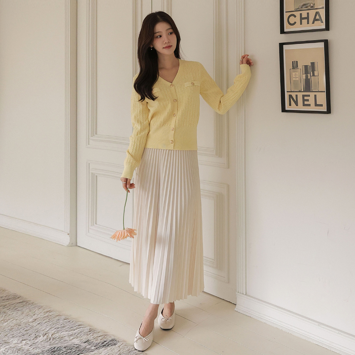 Twinkle pleated button knit