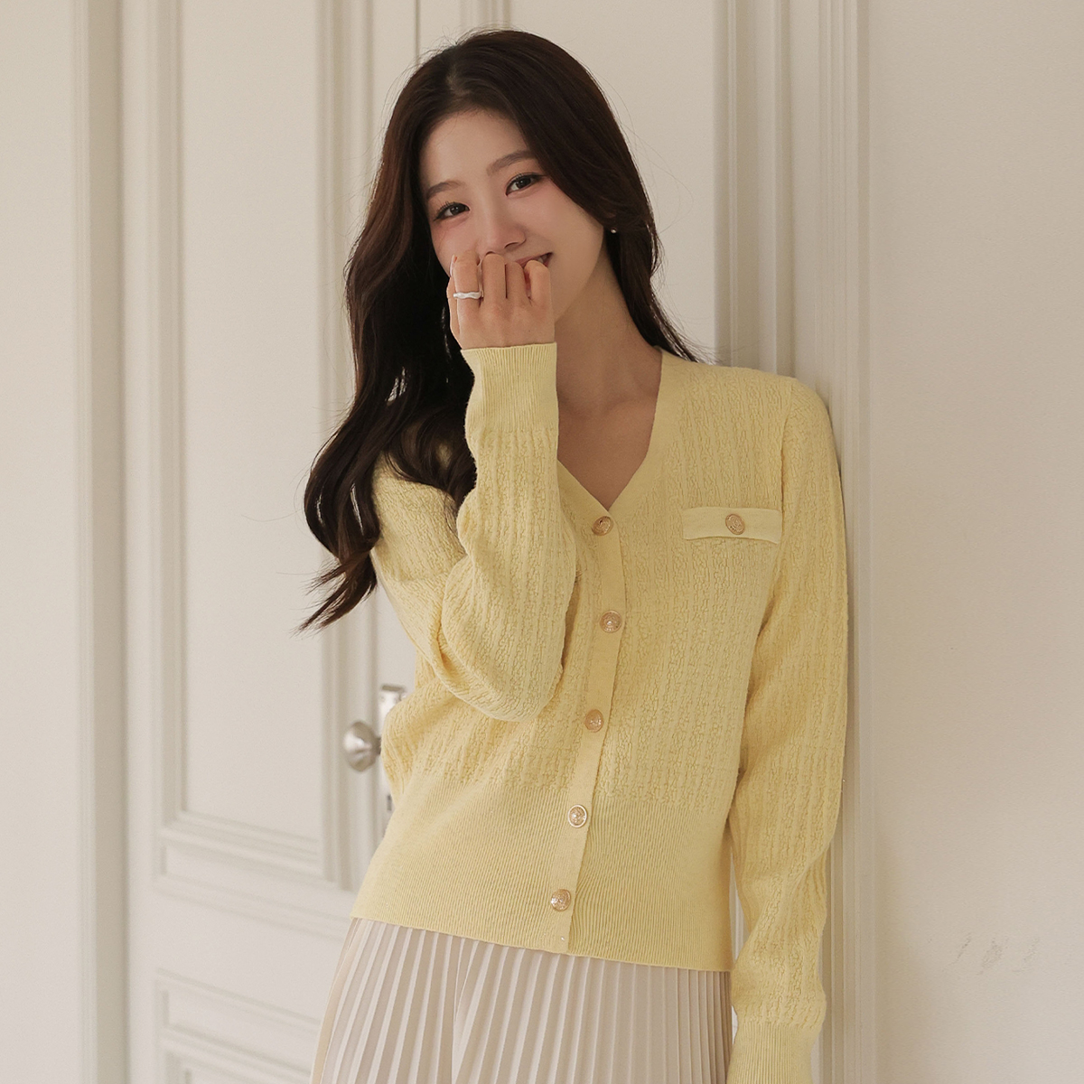 Twinkle pleated button knit