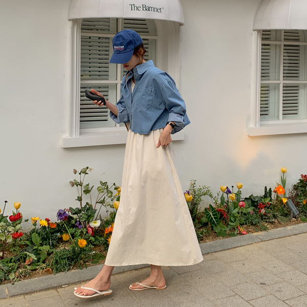 Arte Crop loose fit denim shirt (55-77)