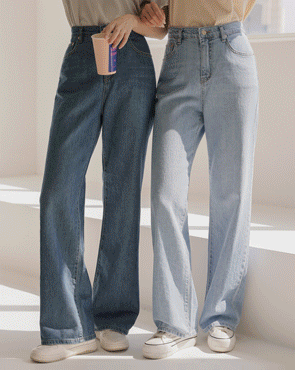 Lightweight semi-wide denim pants