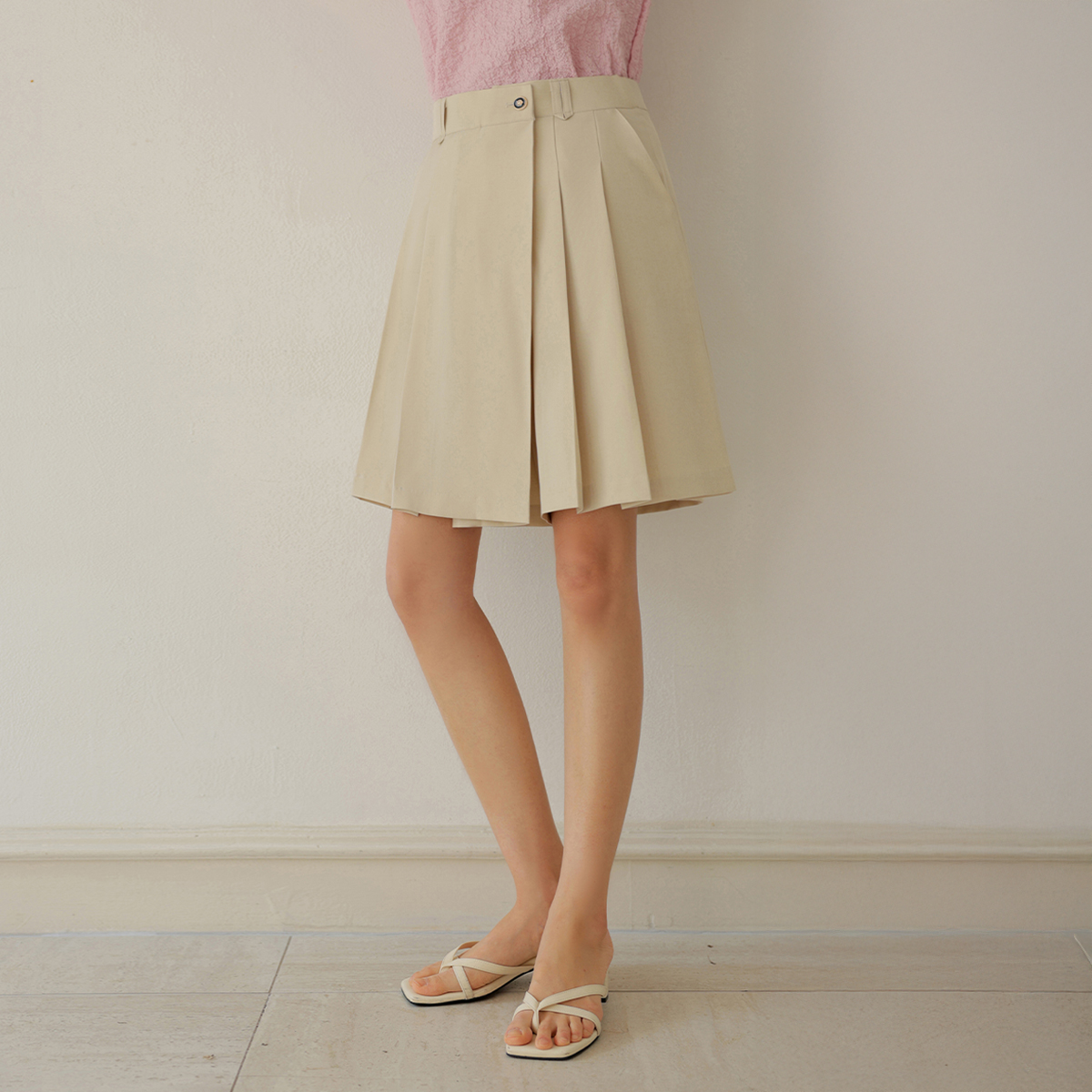 Pleated wrap skirt pants